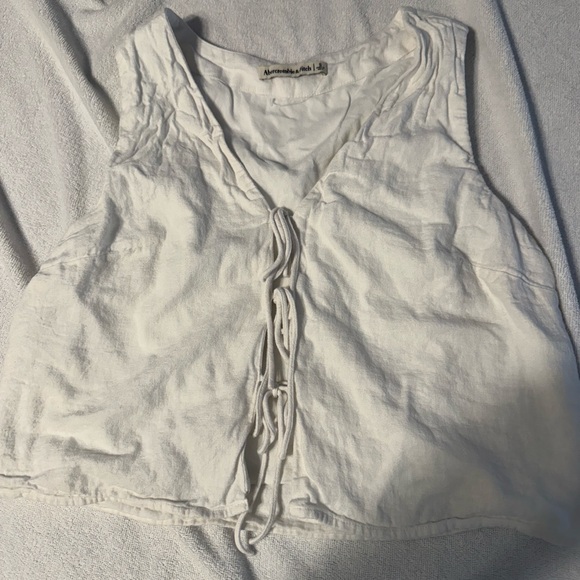 Abercrombie Linen Blend Tie Front Vest Top - Picture 4 of 7